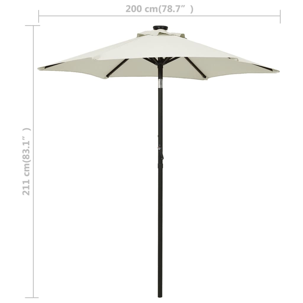 Garden Parasol | Sand and Dark Grey | Polyester Fabric, Aluminium