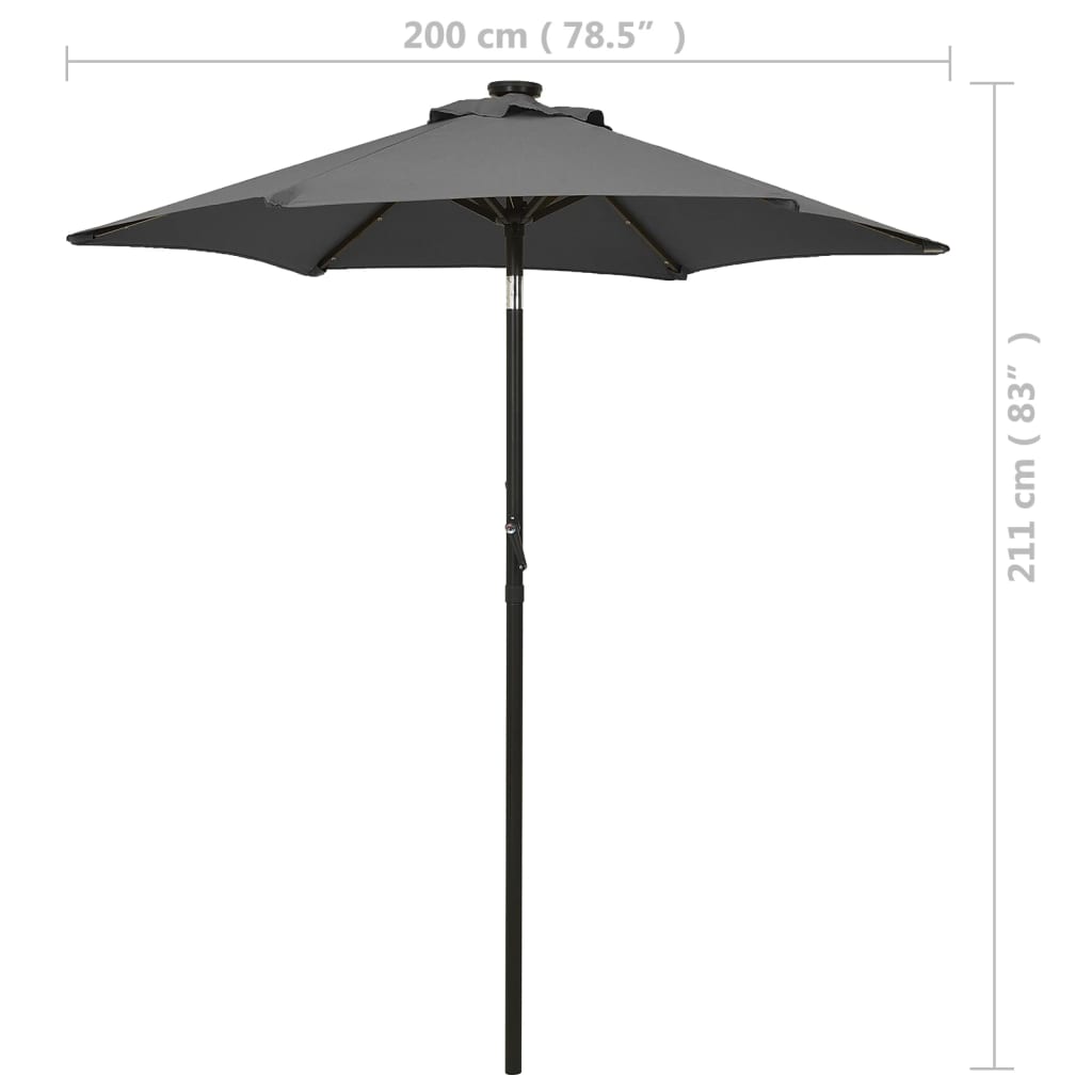 Garden Parasol | Anthracite and Dark Grey | Polyester, Aluminium | Medium