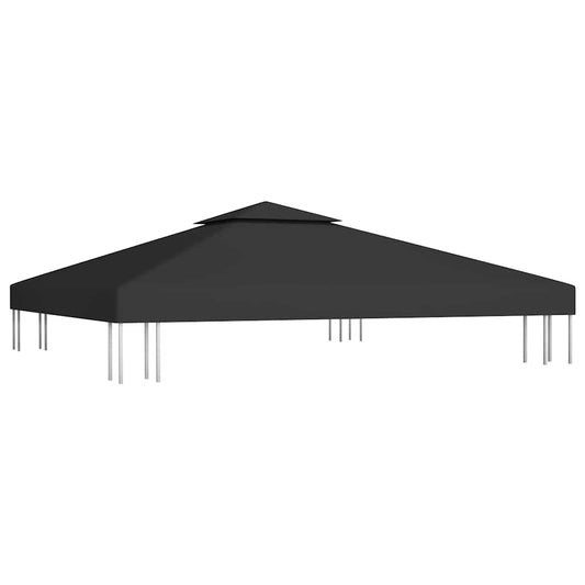 2-Tier Gazebo Top Cover 310 g/m² 3x3 m Black