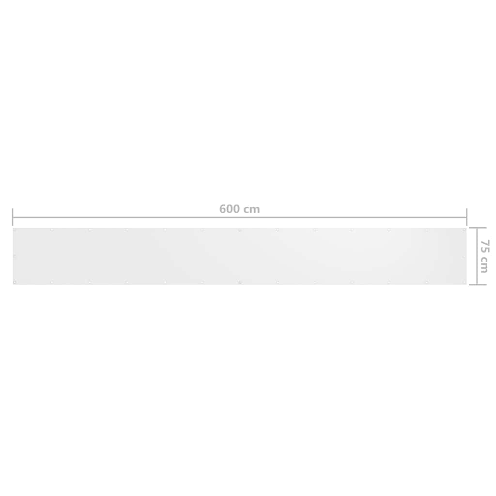 Balcony Screen White 75x600 cm Oxford Fabric