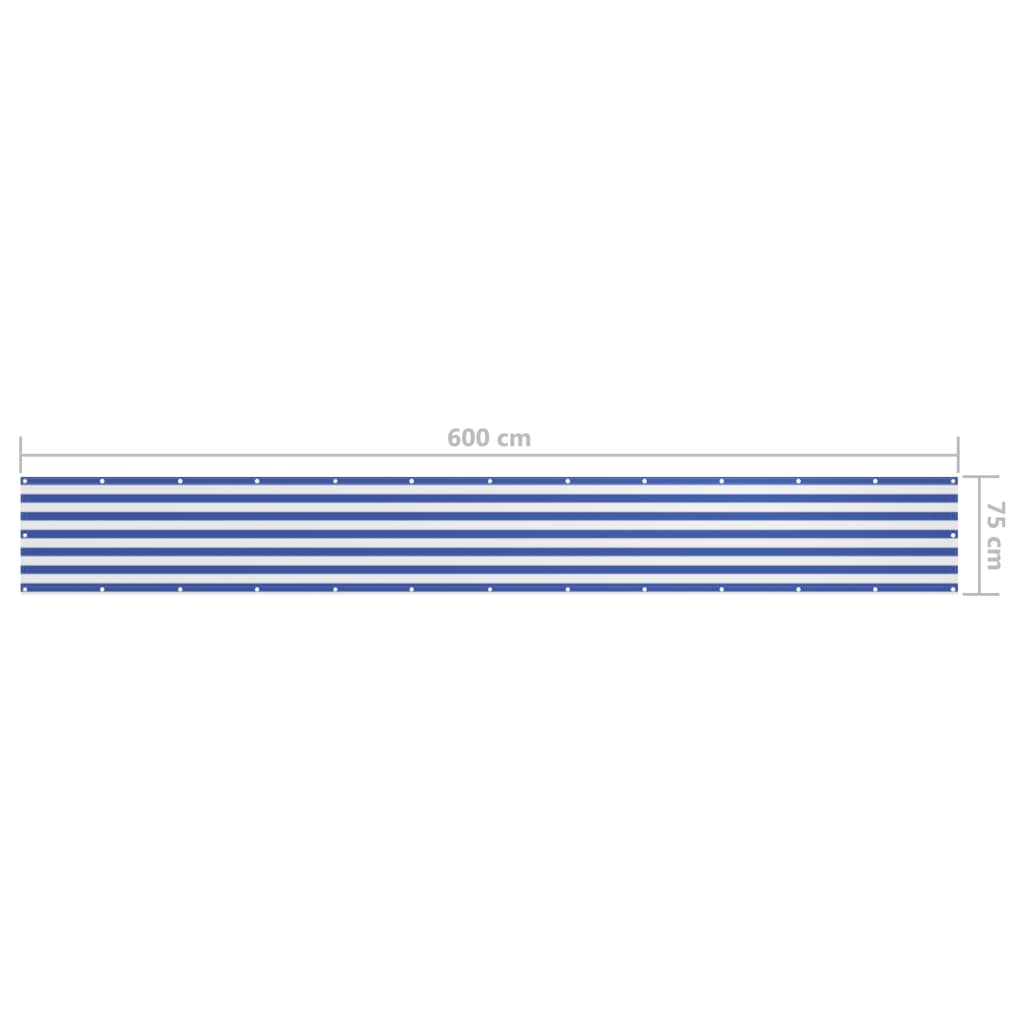 Balcony Screen White and Blue 75x600 cm Oxford Fabric