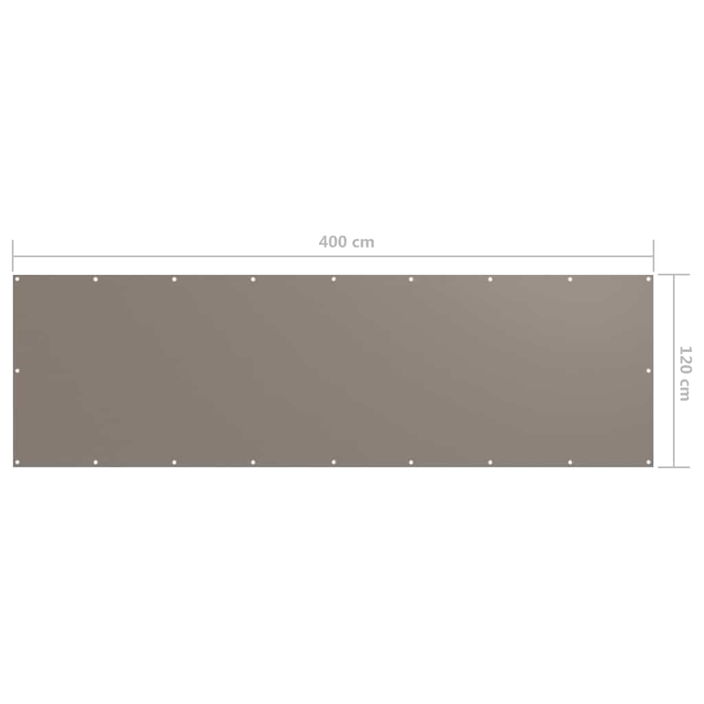 Balcony Screen Taupe 120x400 cm Oxford Fabric