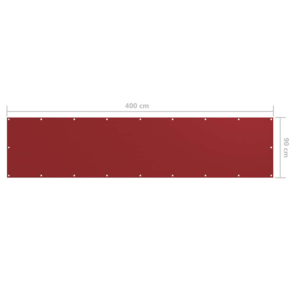 135037 vidaXL Balcony Screen Red 90x400 cm Oxford Fabric
