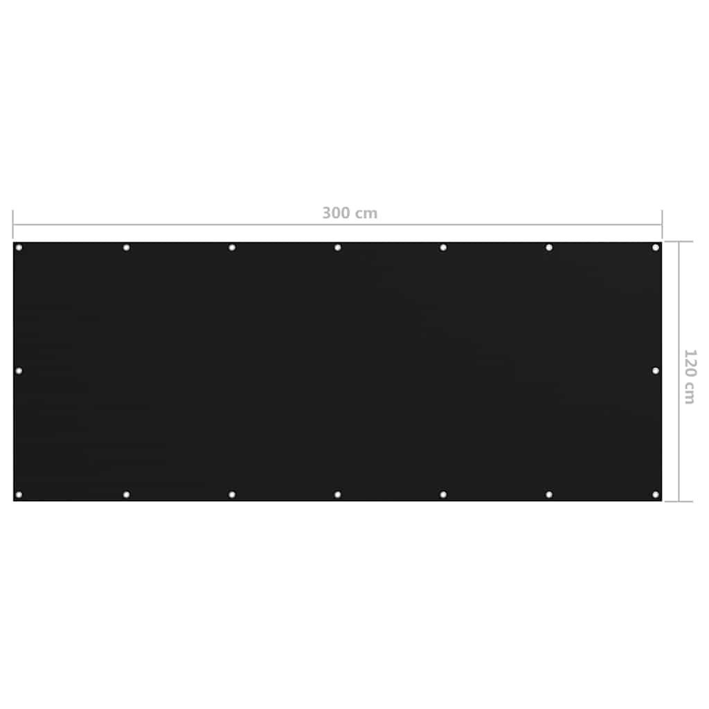 Balcony Screen Black 120x300 cm Oxford Fabric