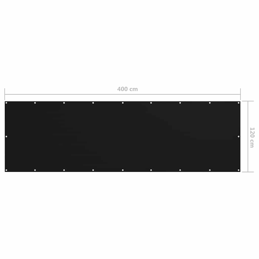 Balcony Screen Black 120x400 cm Oxford Fabric