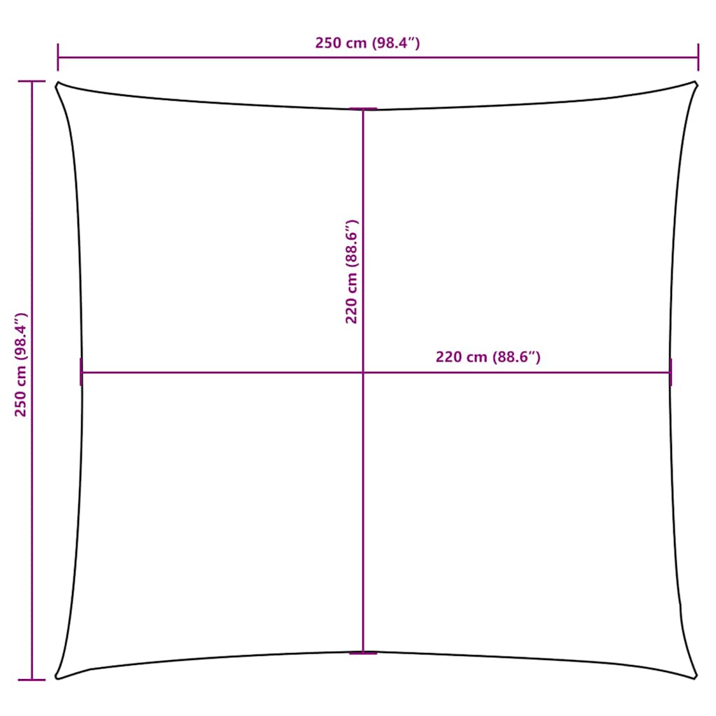 Sunshade Sail Oxford Fabric Square 2.5x2.5 m Cream