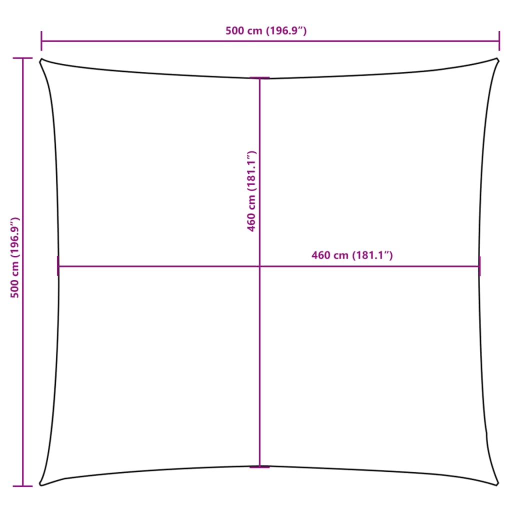 Sunshade Sail Oxford Fabric Square 5x5 m Cream