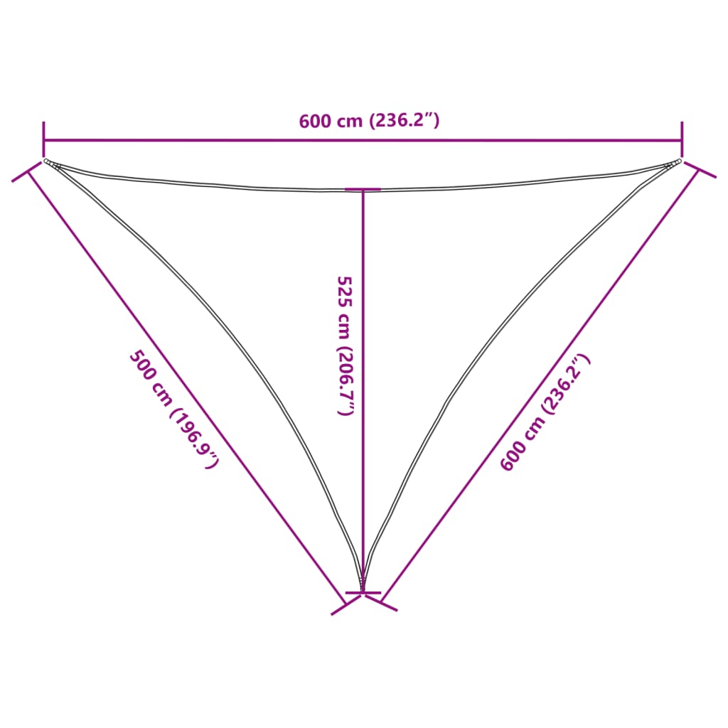 Sunshade Sail Oxford Fabric Triangular 5x6x6 m Taupe