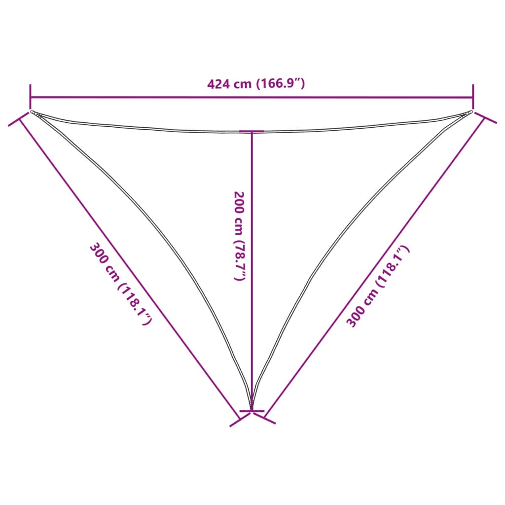 Sunshade Sail Oxford Fabric Triangular 3x3x4.24 m Yellow