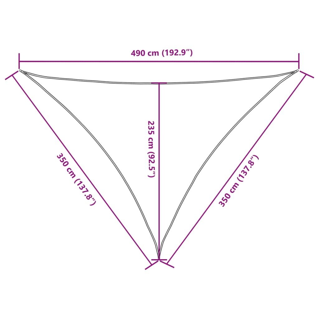 Sunshade Sail Oxford Fabric Triangular 3.5x3.5x4.9 m Orange