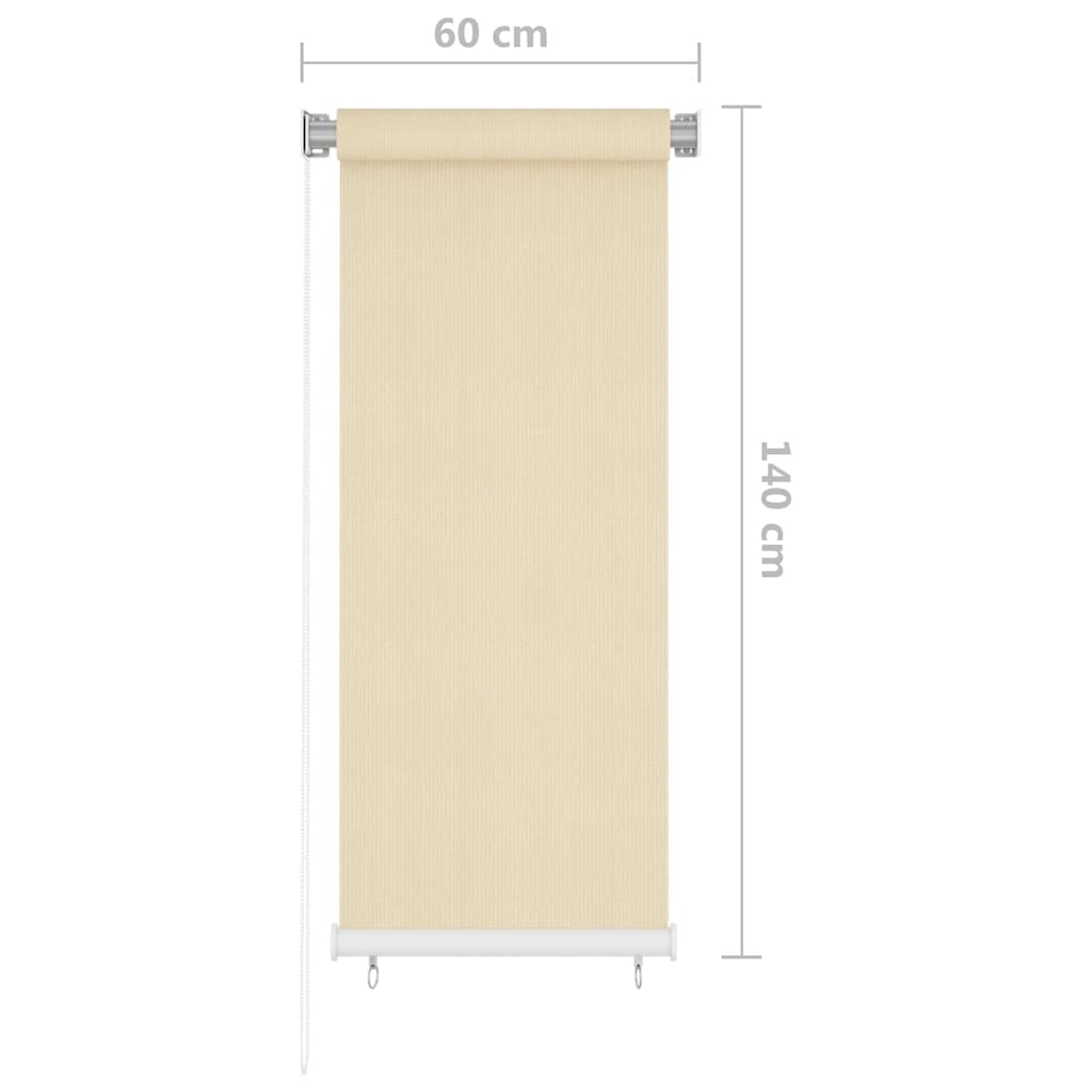 Outdoor Roller Blind Cream 65(W)x140(H) cm HDPE