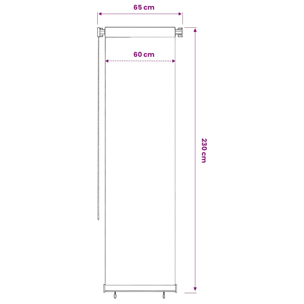 Outdoor Roller Blind Cream 65(W)x230(H) cm HDPE