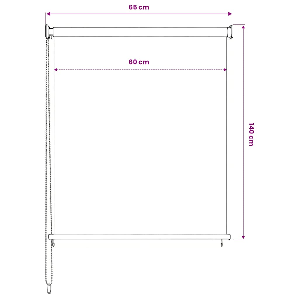 Outdoor Roller Blind White 65(W)x140(H) cm HDPE