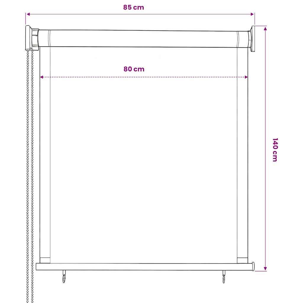 Outdoor Roller Blind 85(W)x140(H) cm Anthracite