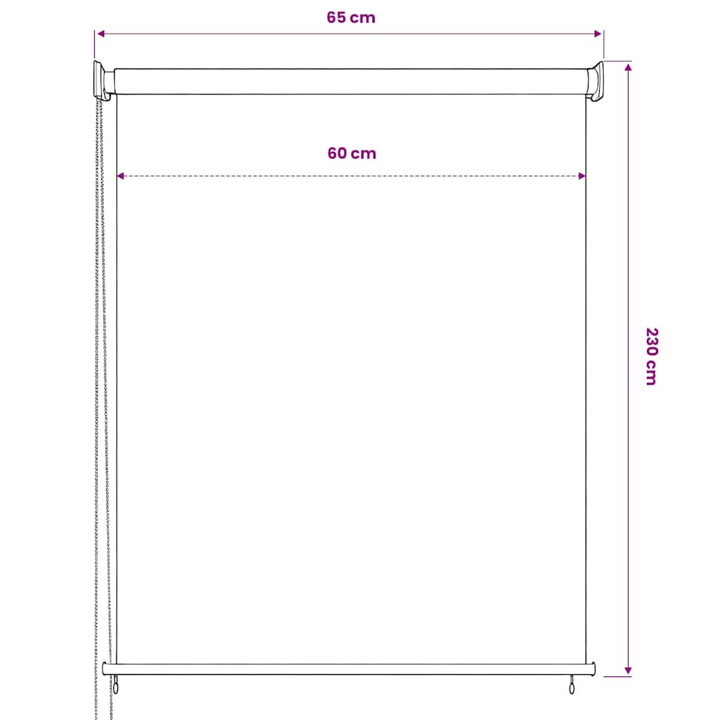 Outdoor Roller Blind 65(W)x230(H) cm Anthracite
