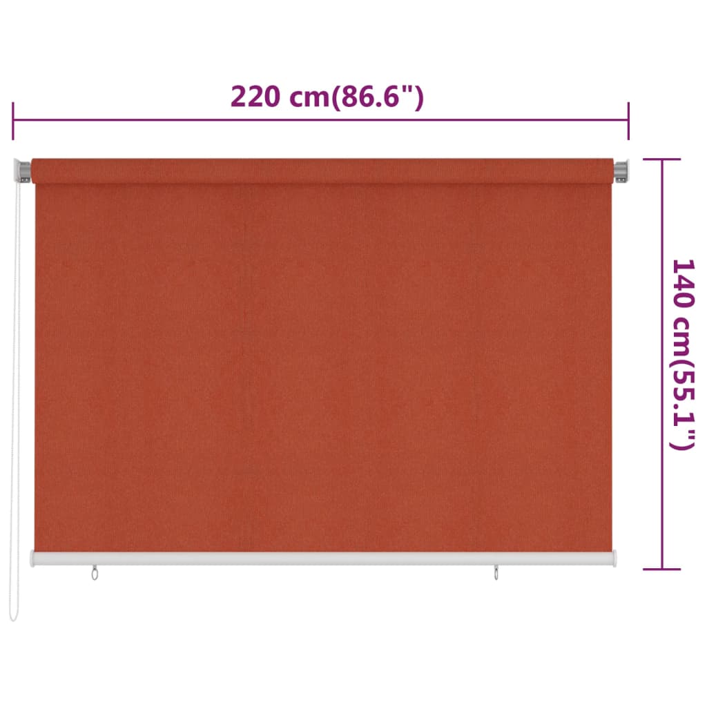 Outdoor Roller Blind 225(W)x140(H) cm Terracotta HDPE