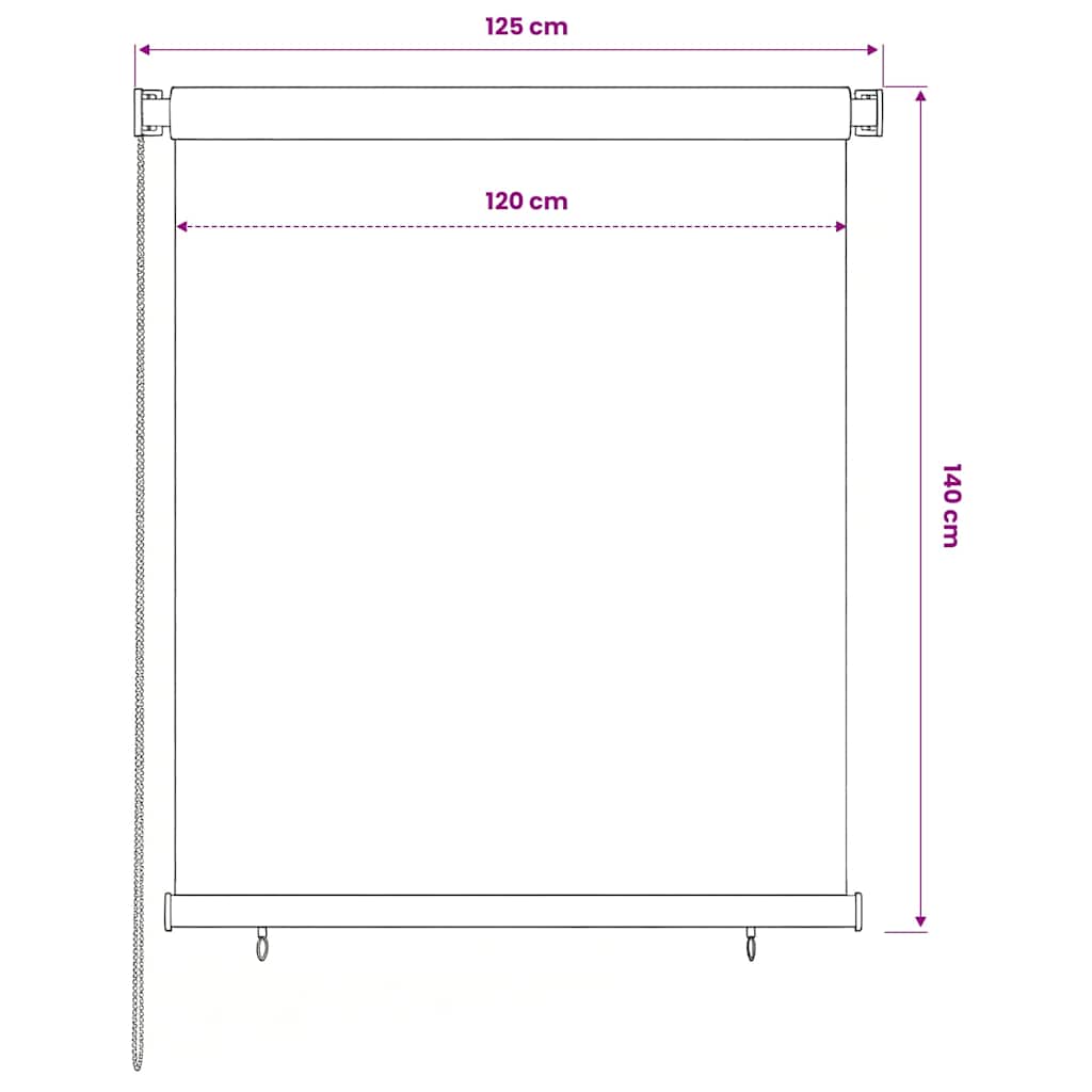 Outdoor Roller Blind 125(W)x140(H) cm Dark Green HDPE