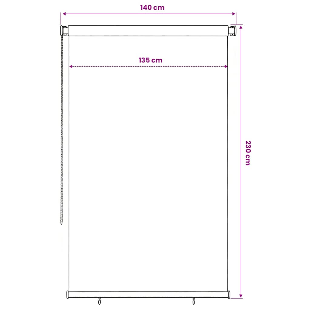 Outdoor Roller Blind 145(W)x230(H) cm Dark Green HDPE