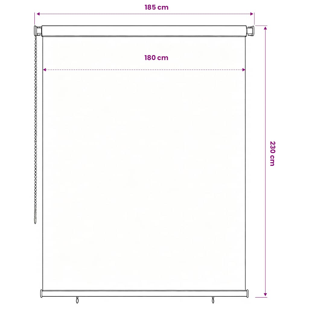 Outdoor Roller Blind 185(W)x230(H) cm Dark Green HDPE