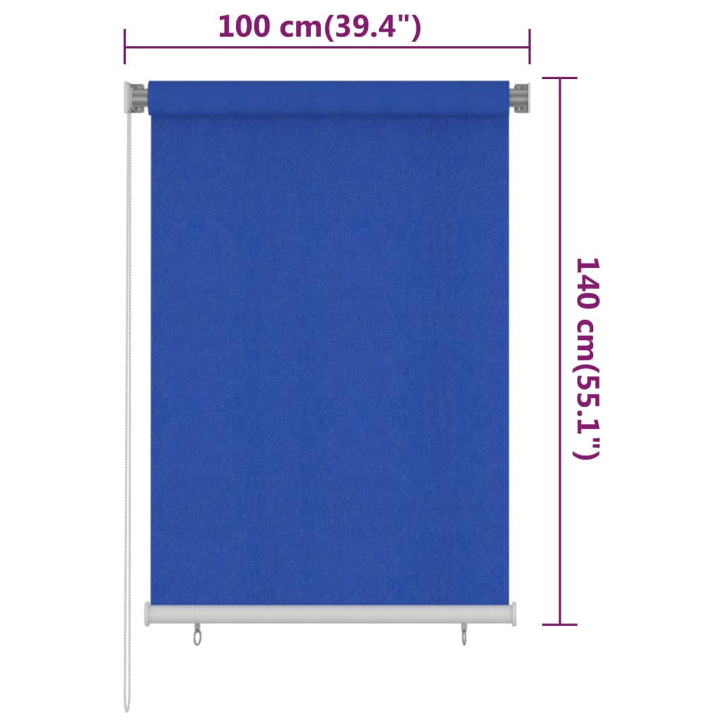 Outdoor Roller Blind 105(W)x140(H) cm Blue HDPE