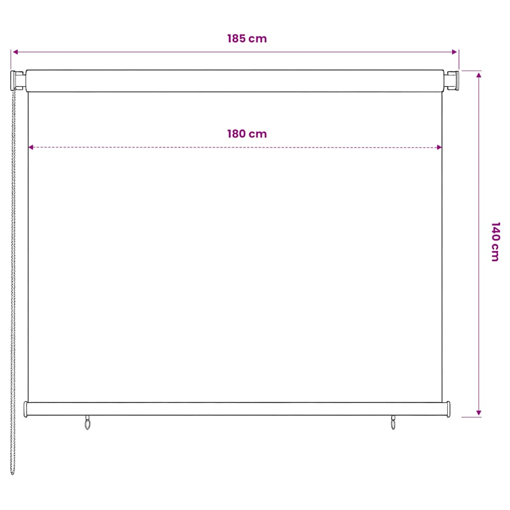 Outdoor Roller Blind 185(W)x140(H) cm Blue HDPE