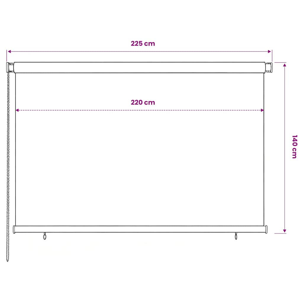 Outdoor Roller Blind 225(W)x140(H) cm Blue HDPE