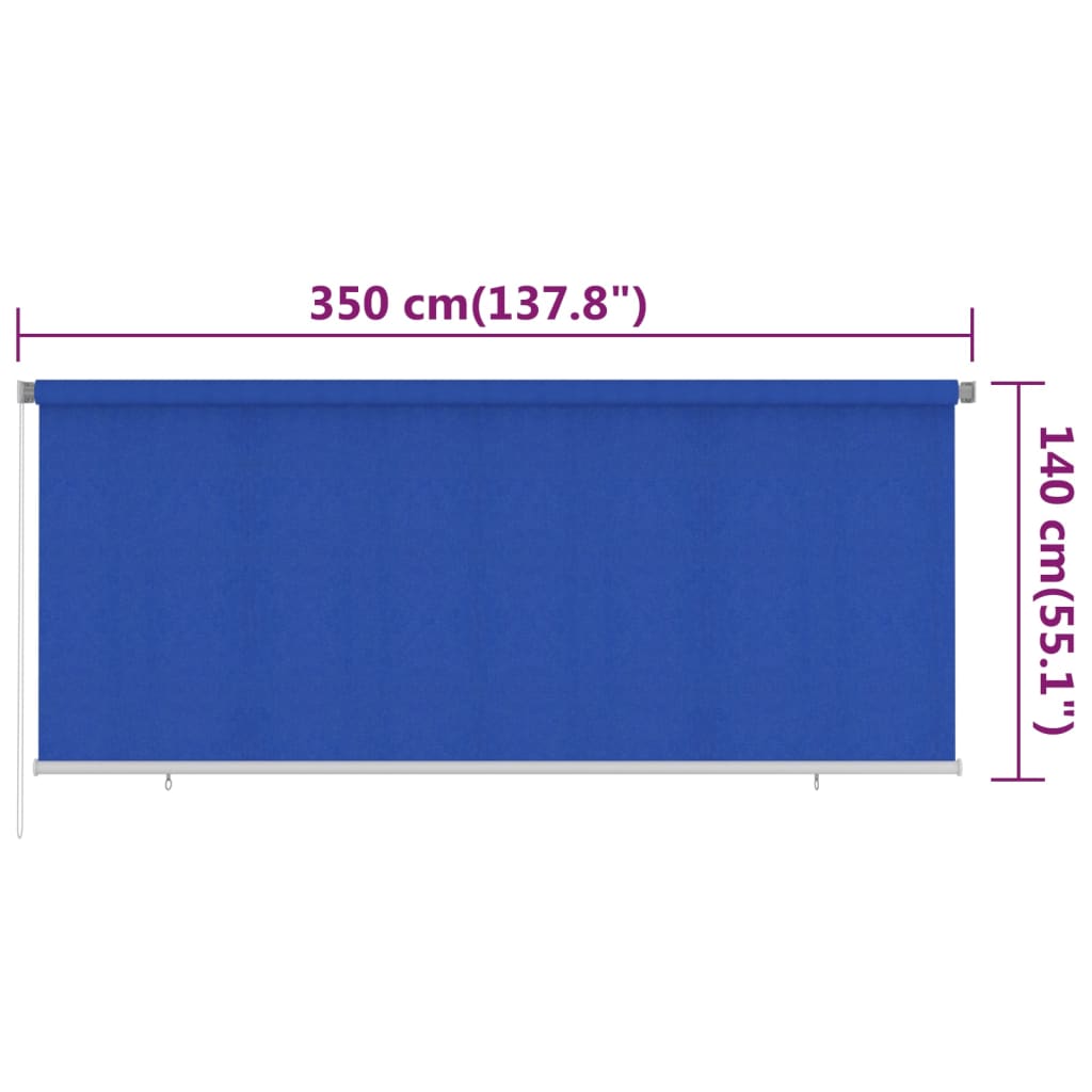 Outdoor Roller Blind 355(W)x140(H) cm Blue HDPE
