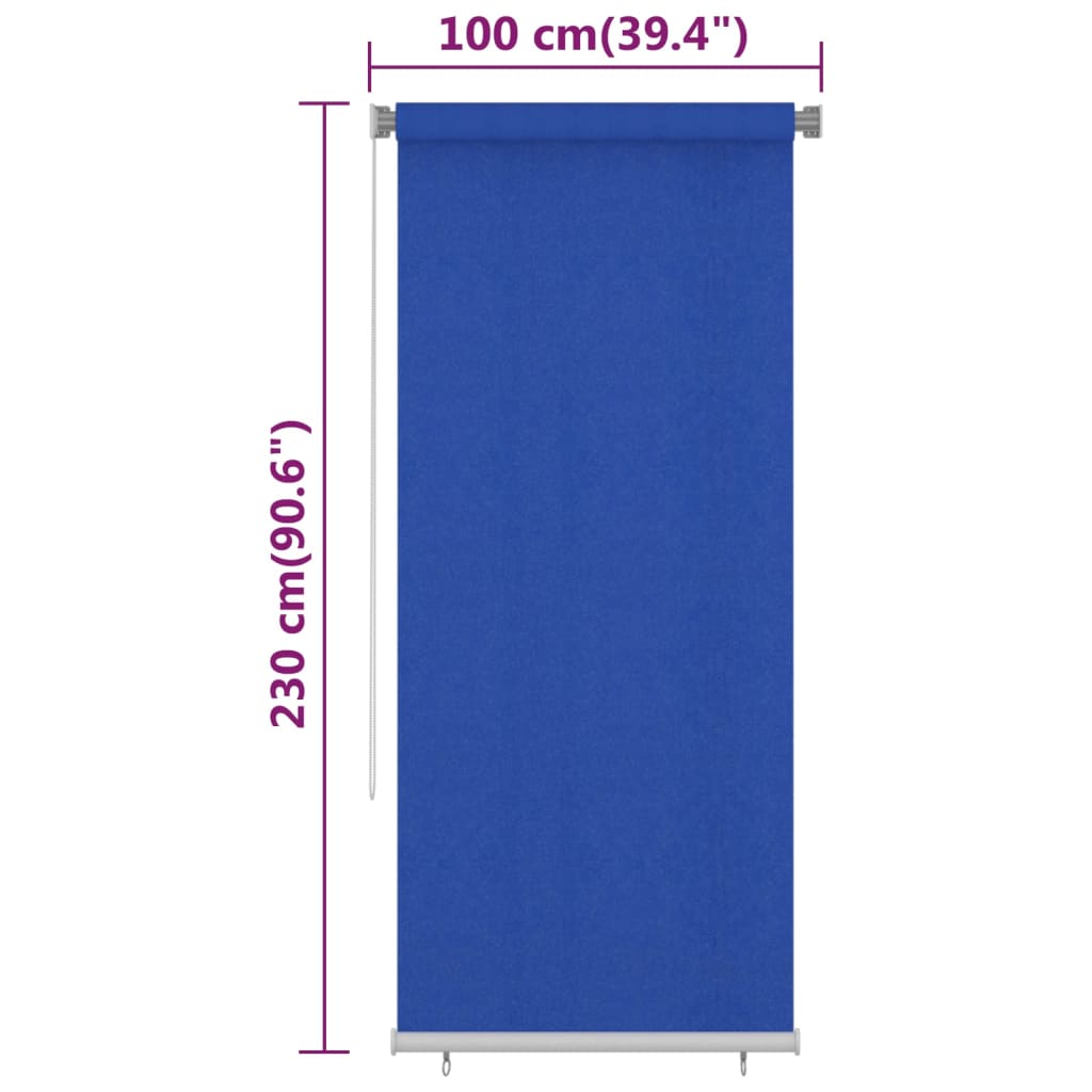 Outdoor Roller Blind 105(W)x230(H) cm Blue HDPE