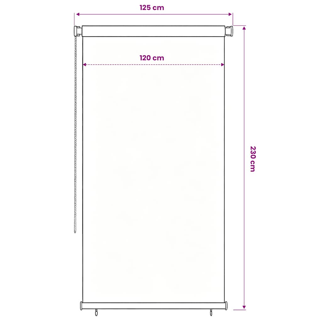 Outdoor Roller Blind 125(W)x230(H) cm Blue HDPE