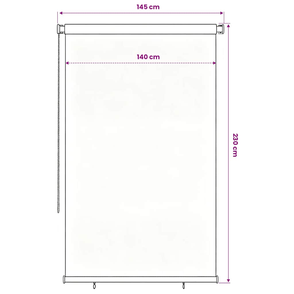Outdoor Roller Blind 145(W)x230(H) cm Blue HDPE