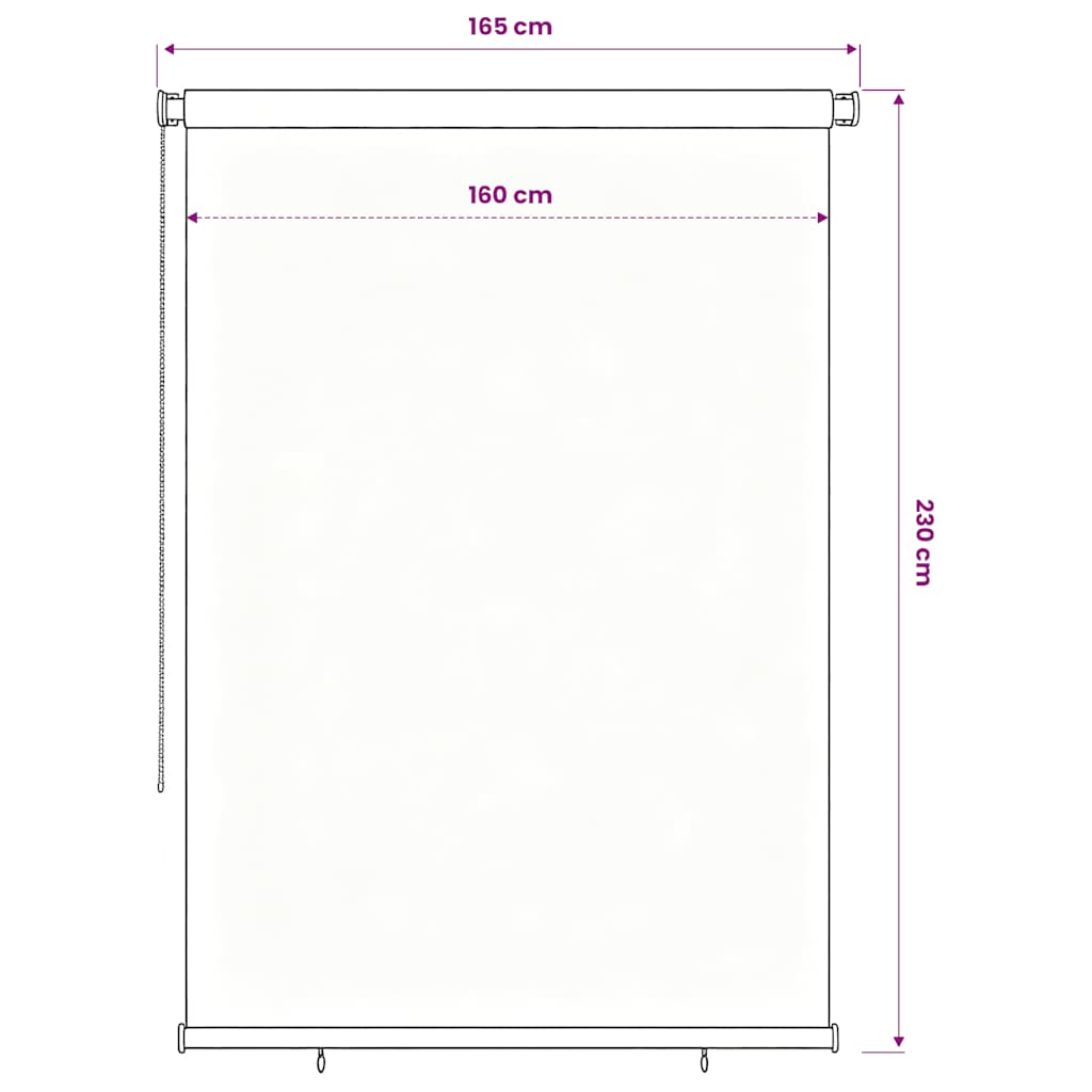 Outdoor Roller Blind 165(W)x230(H) cm Blue HDPE