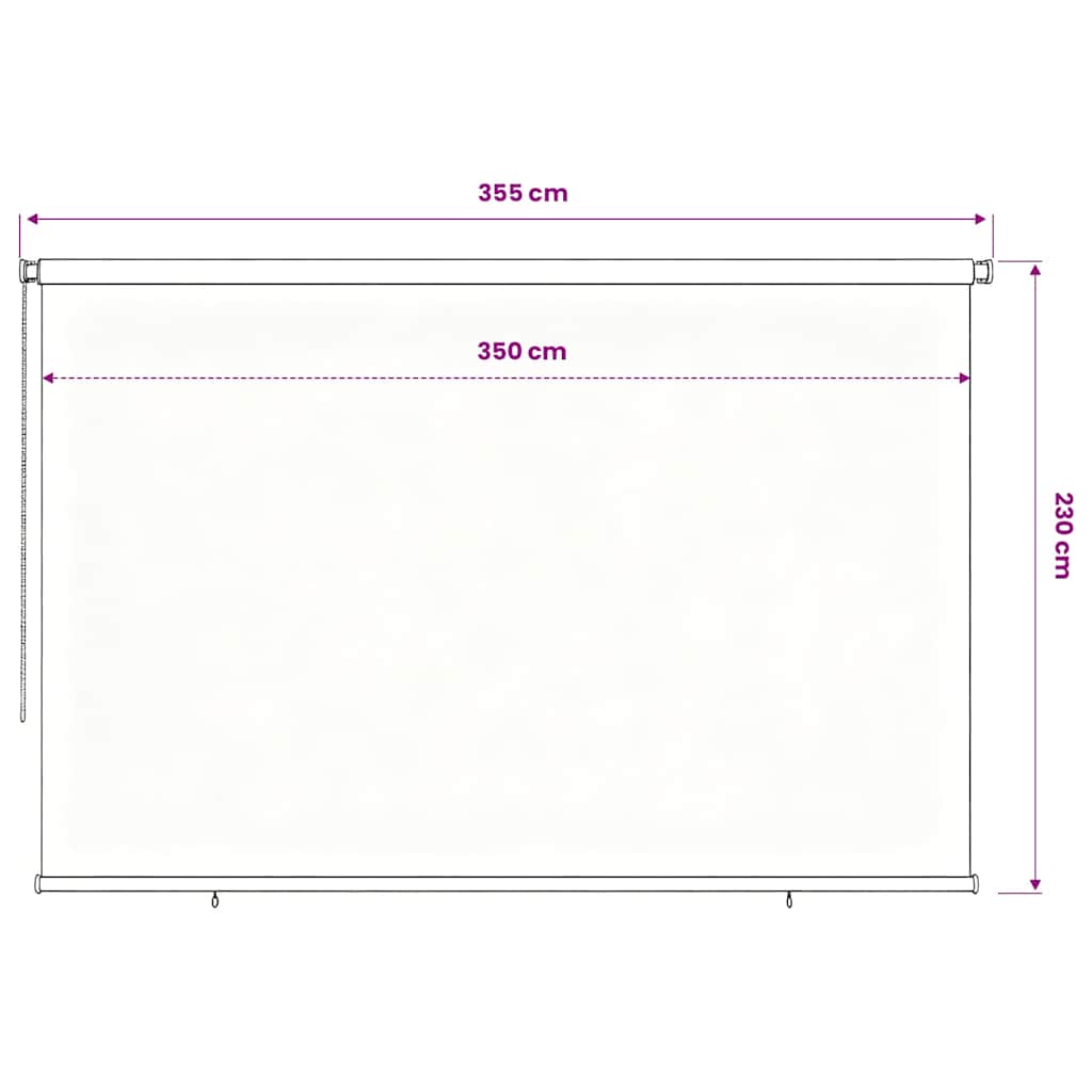 Outdoor Roller Blind 355(W)x230(H) cm Blue HDPE