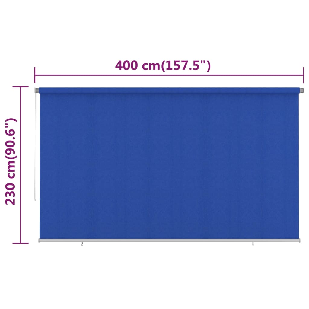 Outdoor Roller Blind 400x230 cm Blue HDPE
