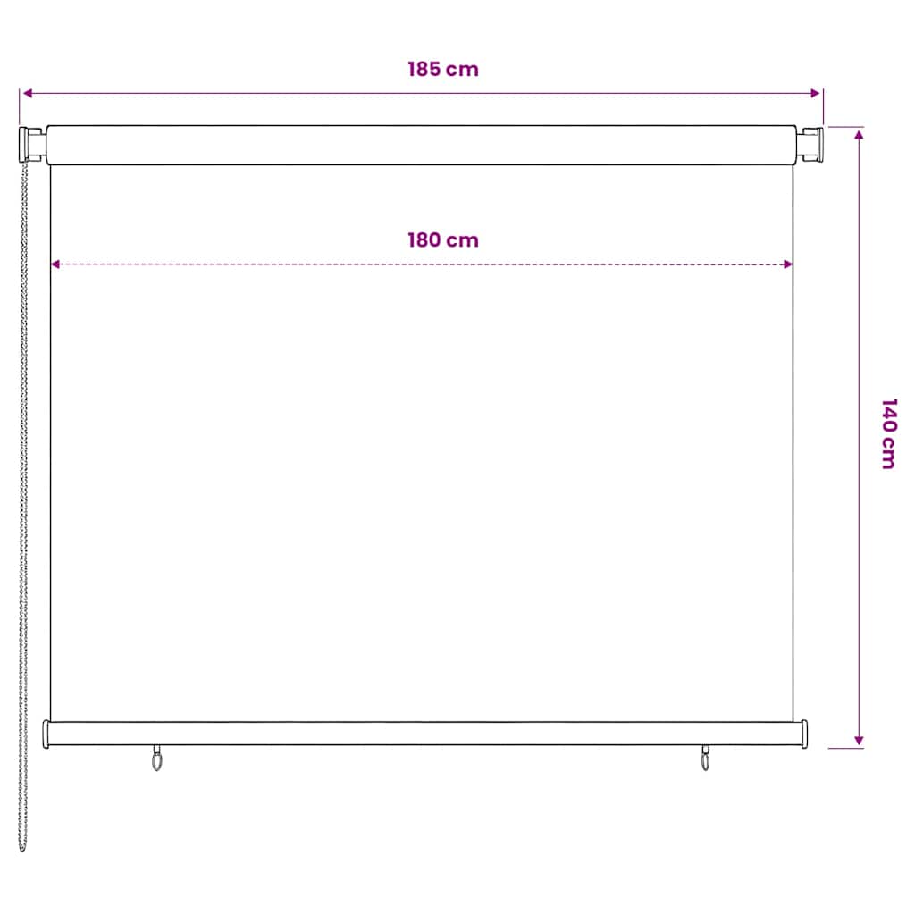 Outdoor Roller Blind 185(W)x140(H) cm Black