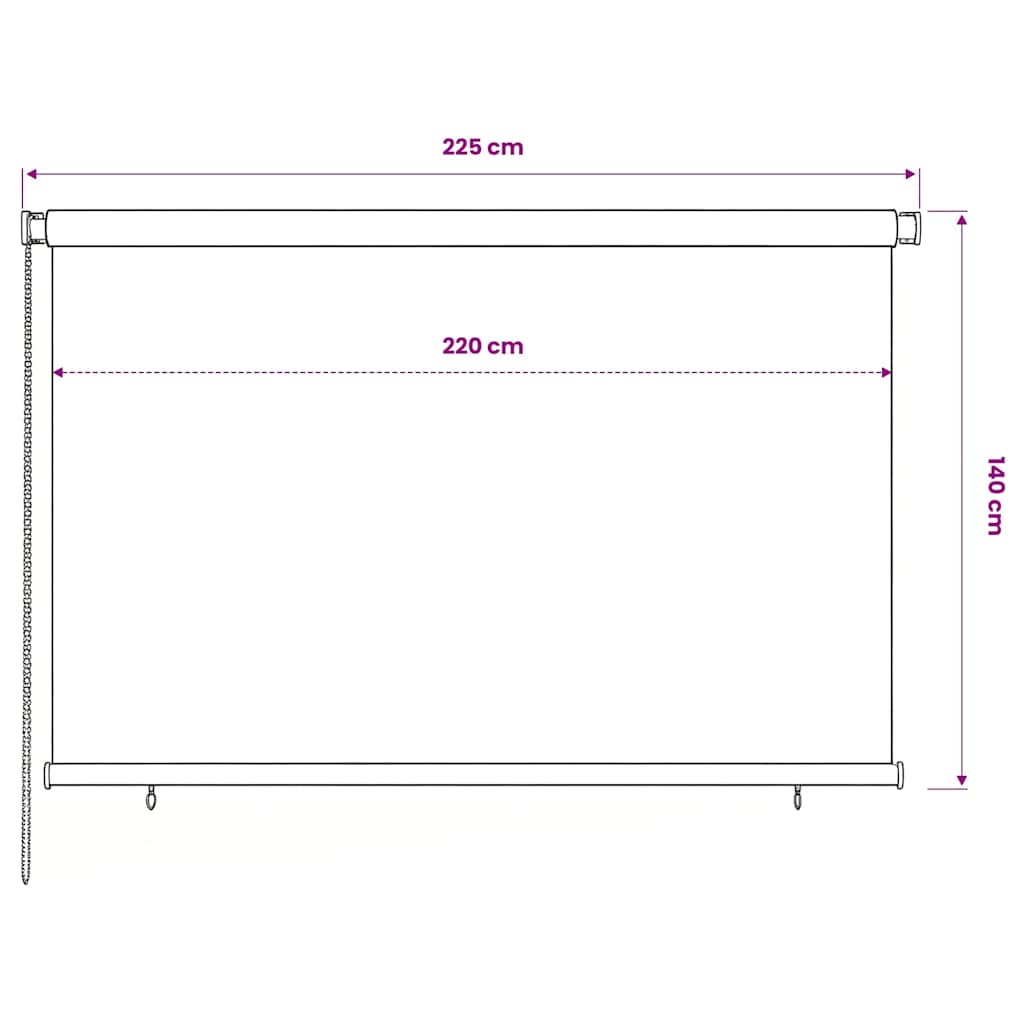 Outdoor Roller Blind 225(W)x140(H) cm Black