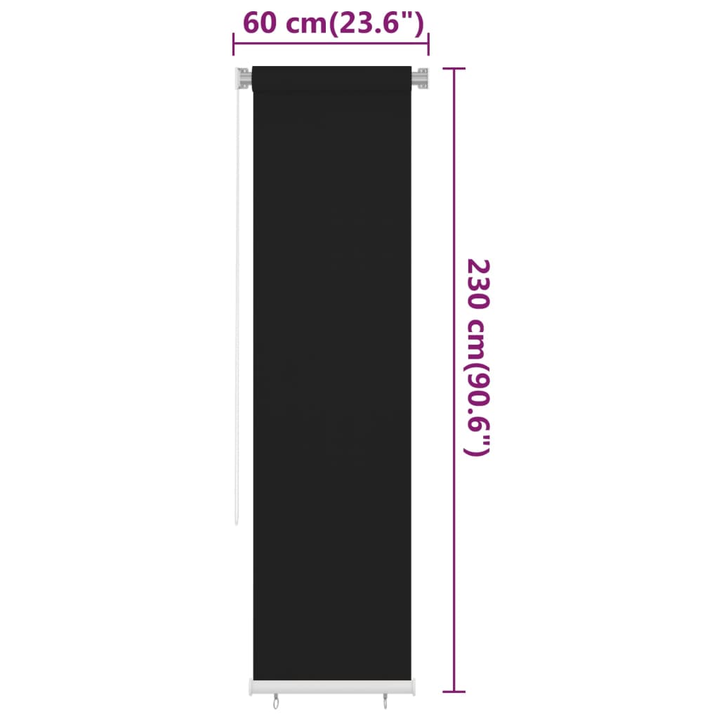 Outdoor Roller Blind 65(W)x230(H) cm Black HDPE