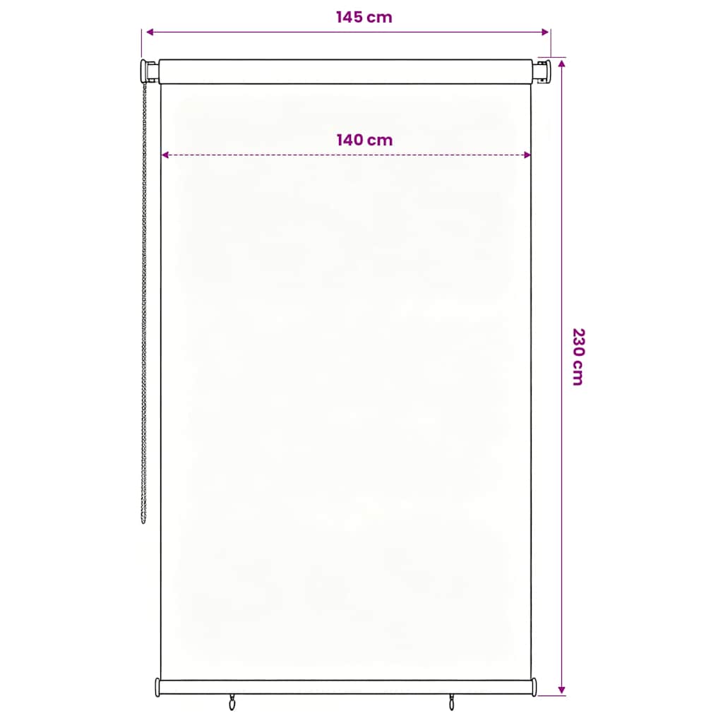 Outdoor Roller Blind 145(W)x230(H) cm Black