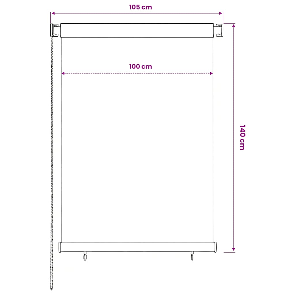 Outdoor Roller Blind 105(W)x140(H) cm Brown HDPE