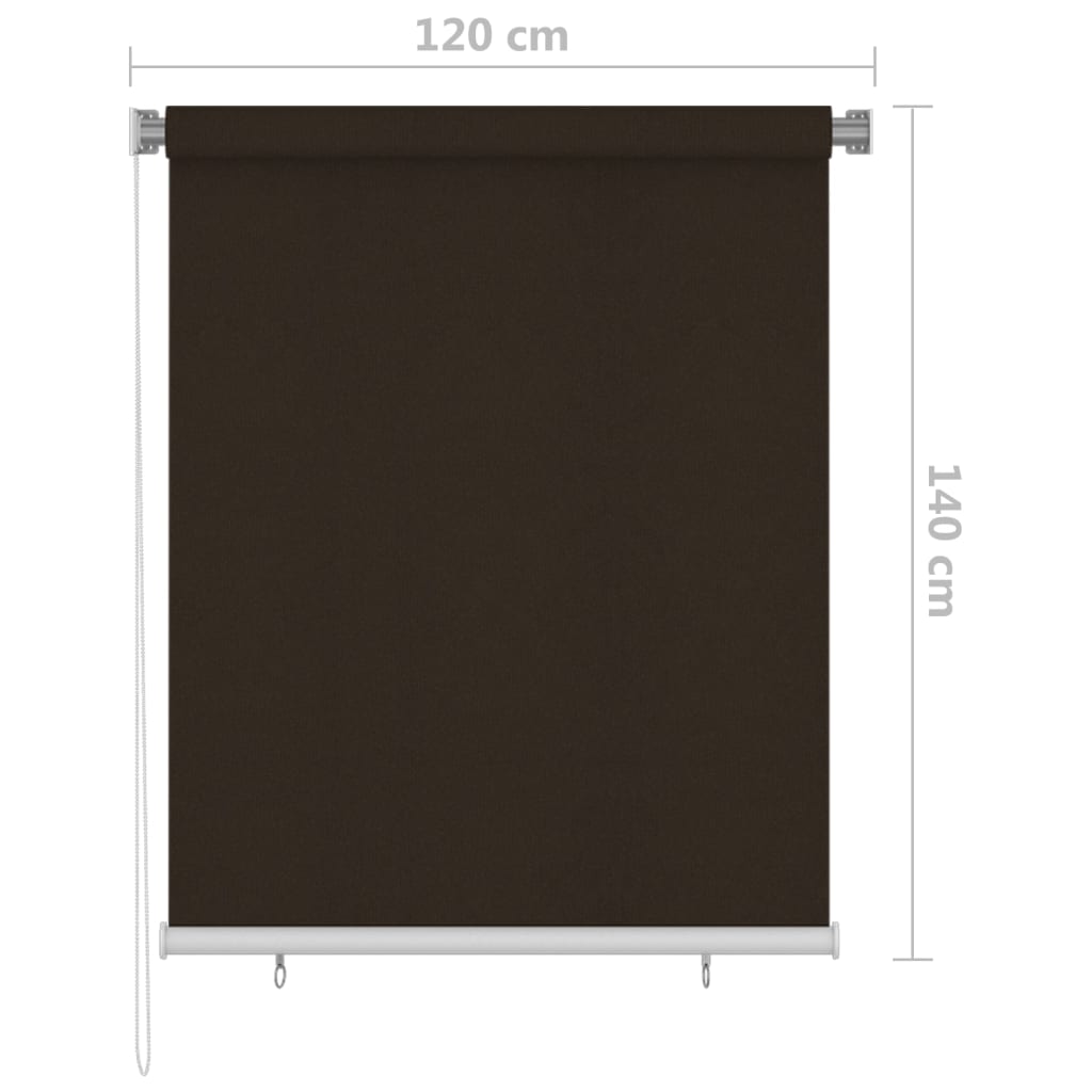 Outdoor Roller Blind 125(W)x140(H) cm Brown