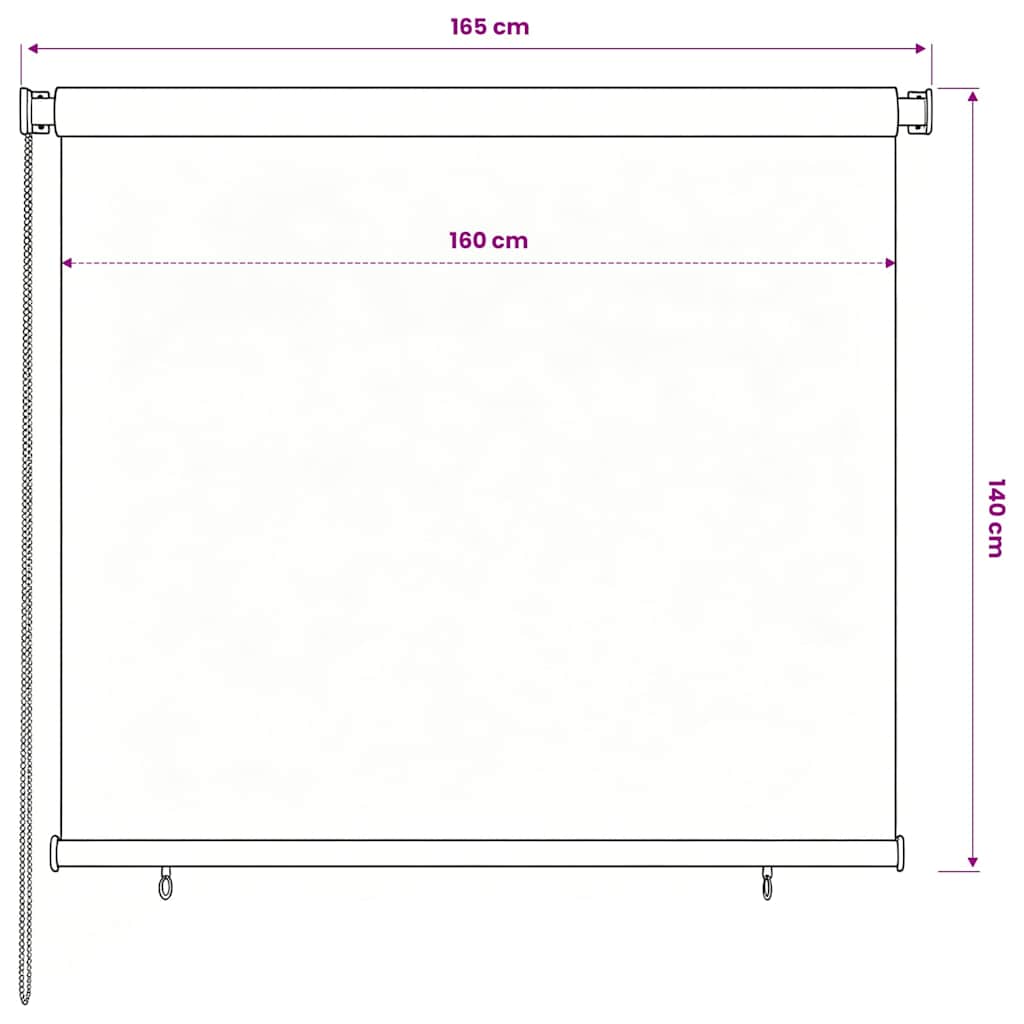Outdoor Roller Blind 165(W)x140(H) cm Brown HDPE