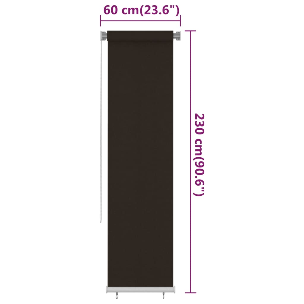 Outdoor Roller Blind 65(W)x230(H) cm Brown HDPE