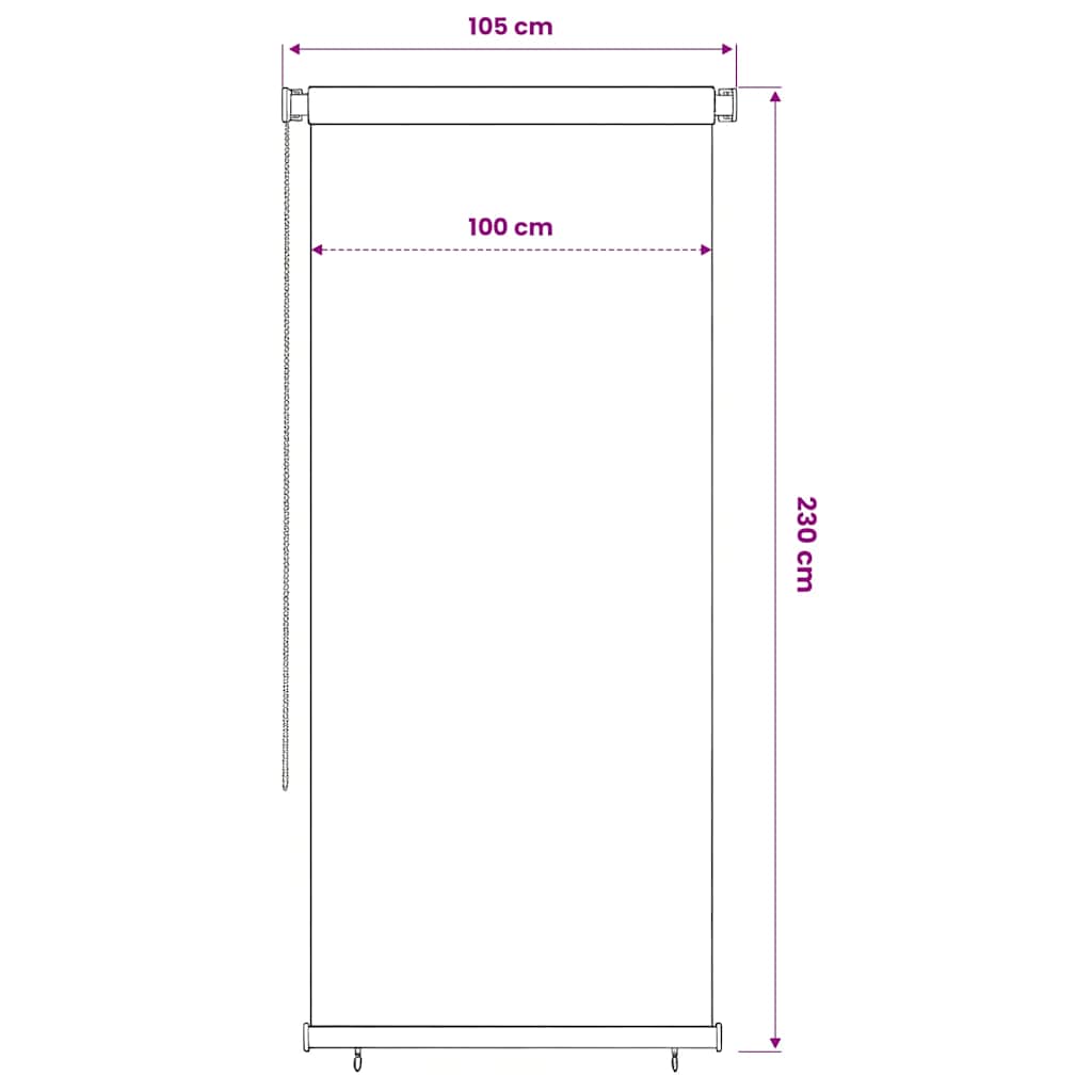 Outdoor Roller Blind 105(W)x230(H) cm Brown HDPE