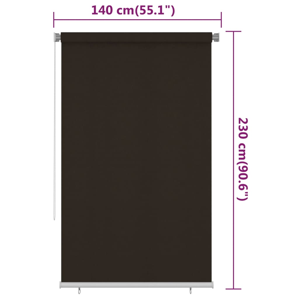 Outdoor Roller Blind 145(W)x230(H) cm Brown HDPE