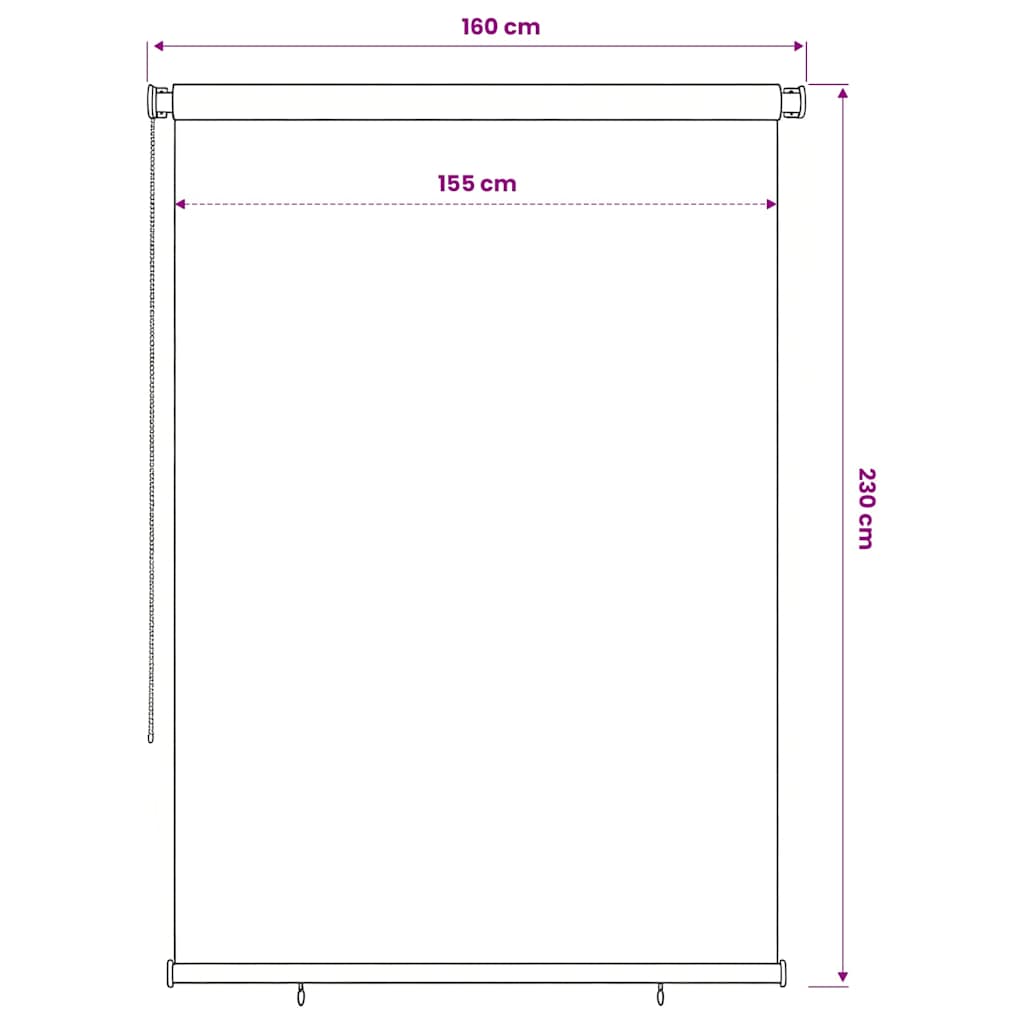 Outdoor Roller Blind 165(W)x230(H) cm Brown HDPE