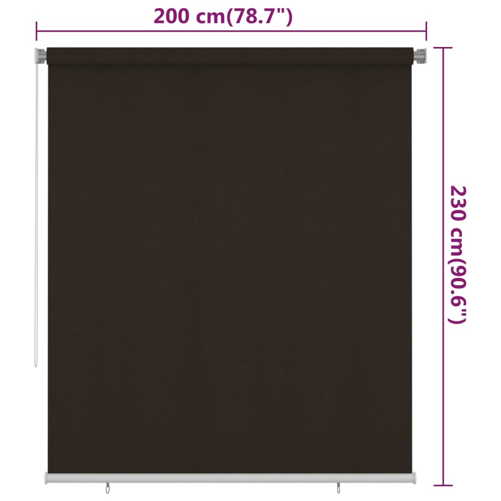 Outdoor Roller Blind 205(W)x230(H) cm Brown HDPE