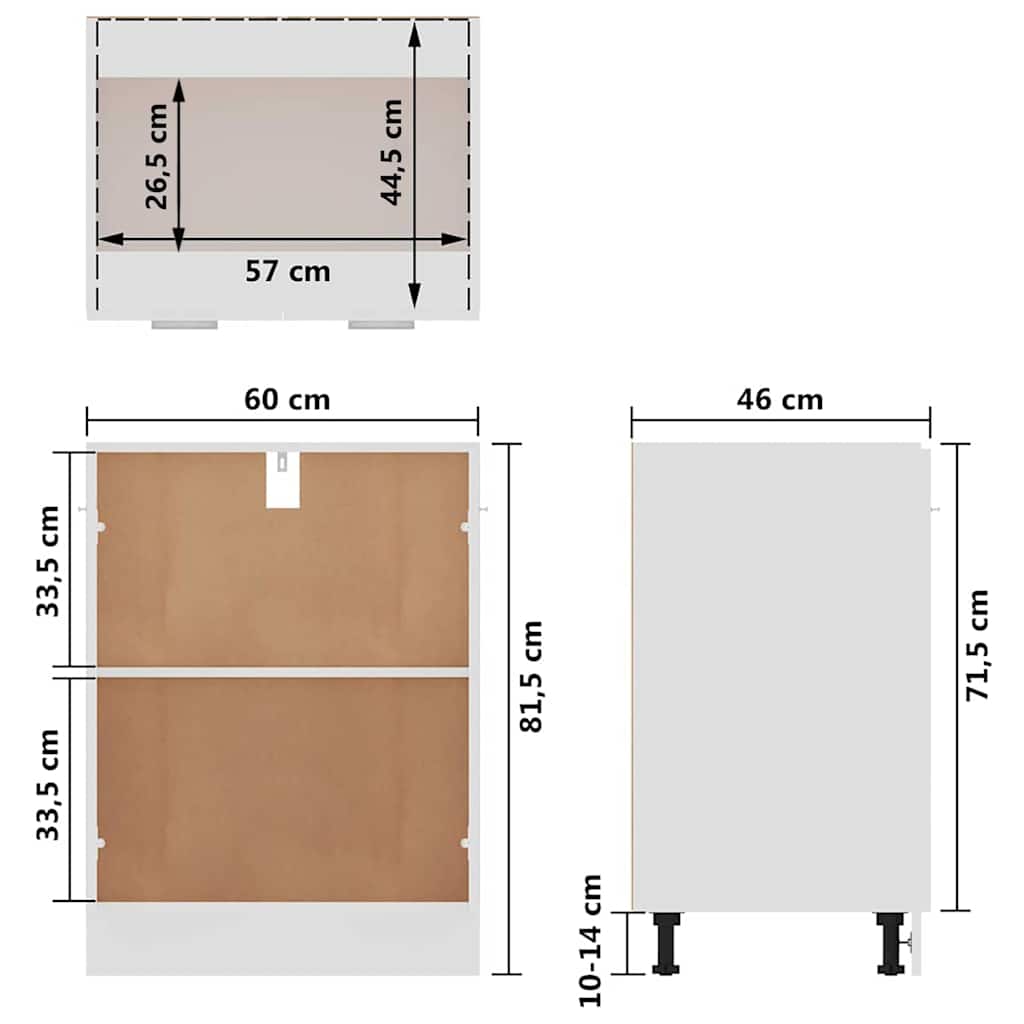 Bottom Cabinet | White | Engineered wood | 60x46x81.5 cm