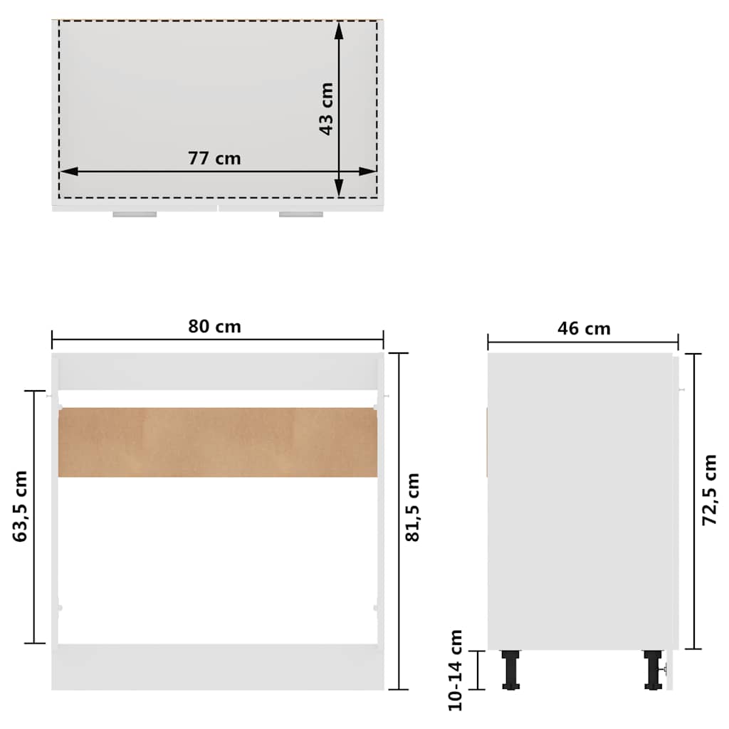 Sink Bottom Cabinet | White | Engineered Wood | Sink Bottom Cabinet