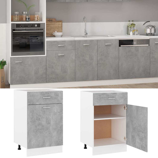 Drawer Bottom Cabinet | Concrete Grey | Engineered Wood