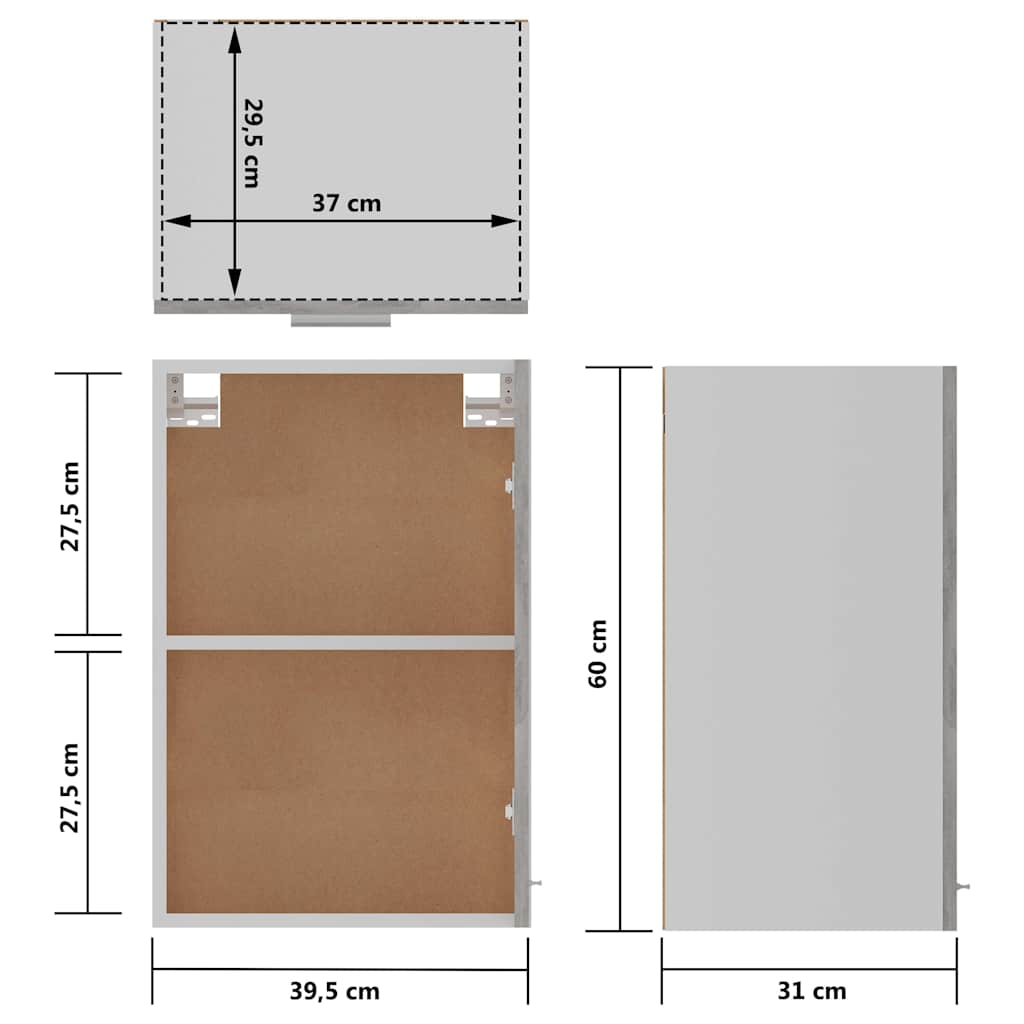 Hanging Cabinet | Concrete grey | Engineered wood | 39.5 x 31 x 60 cm