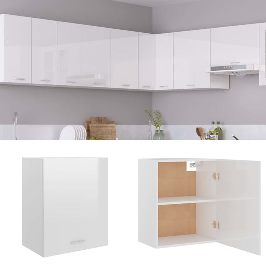 Hanging Cabinet | High Gloss White | Engineered Wood | Medium